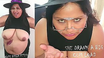 Big Natural Tits And Cum Swallowing In A Halloween Video